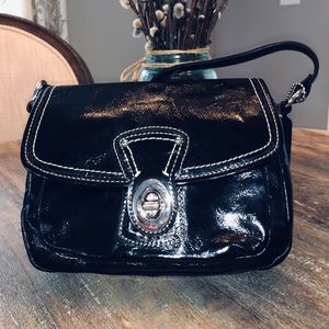 Genuine Coach Black Patent Mini Hobo